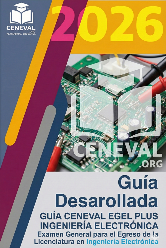 Guía de estudio oficial Ceneval EGEL Plus 2026 para la licenciatura en Ingeniería Electrónica.