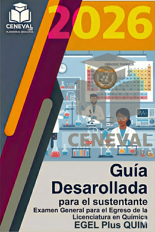 Guía de estudio oficial Ceneval EGEL Plus 2026 para la licenciatura en Química.